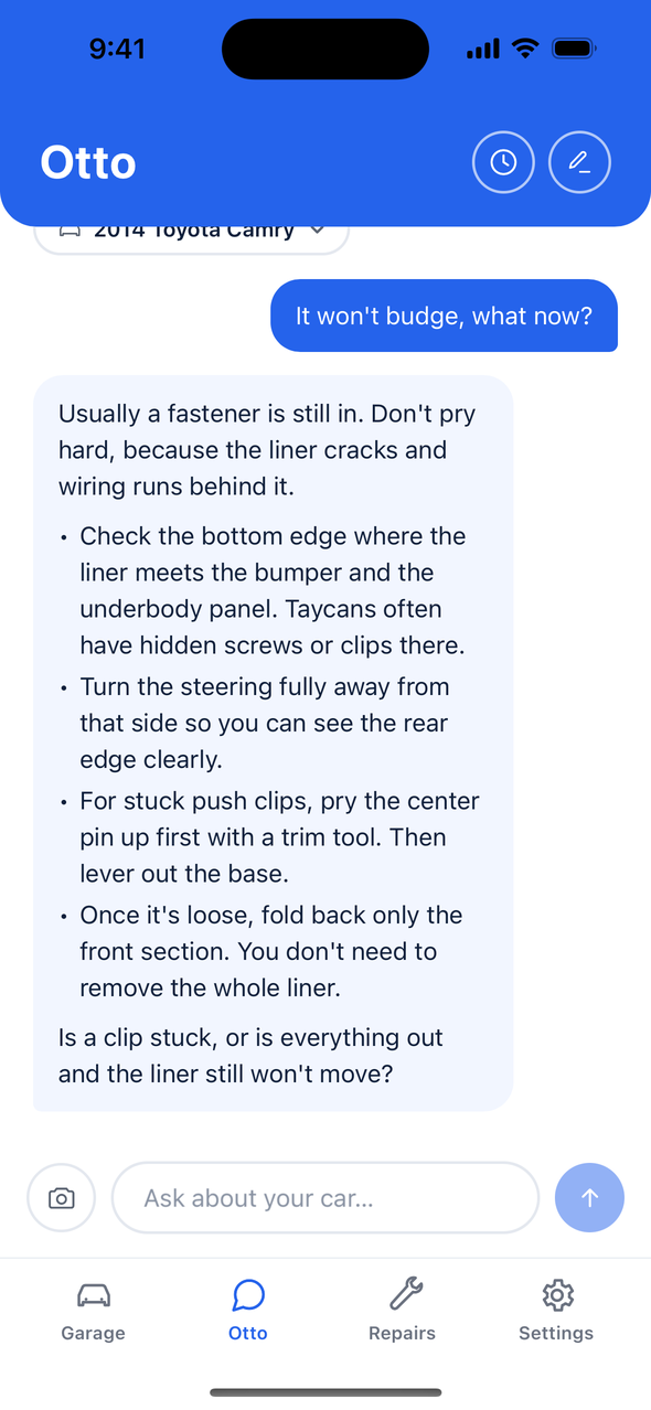 Chat with Otto about a car problem